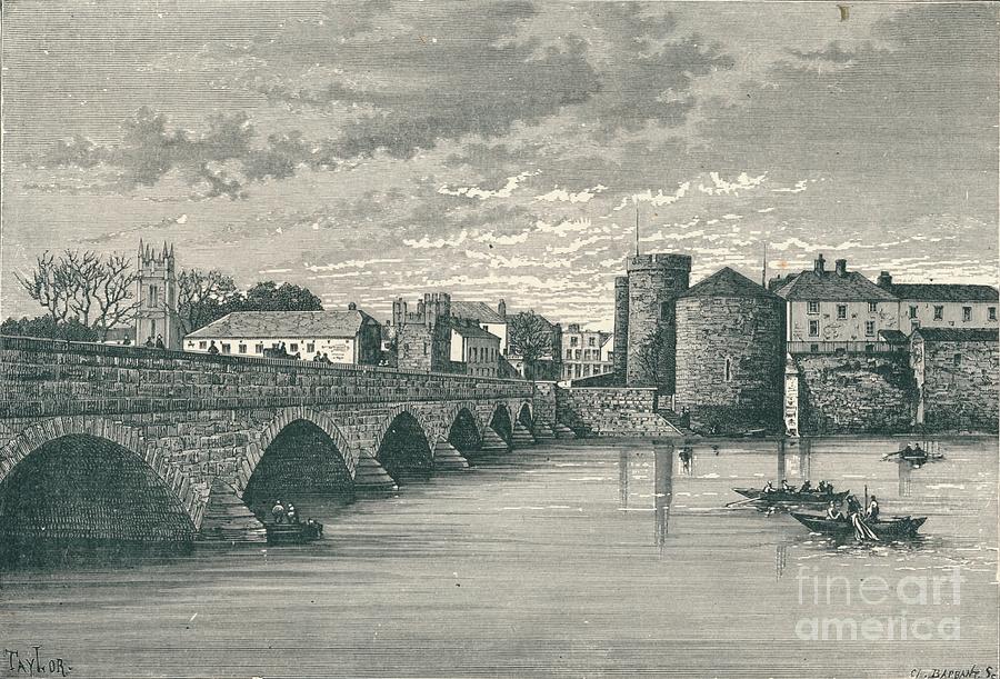 Limerick - Thomond Bridge And King Drawing by Print Collector