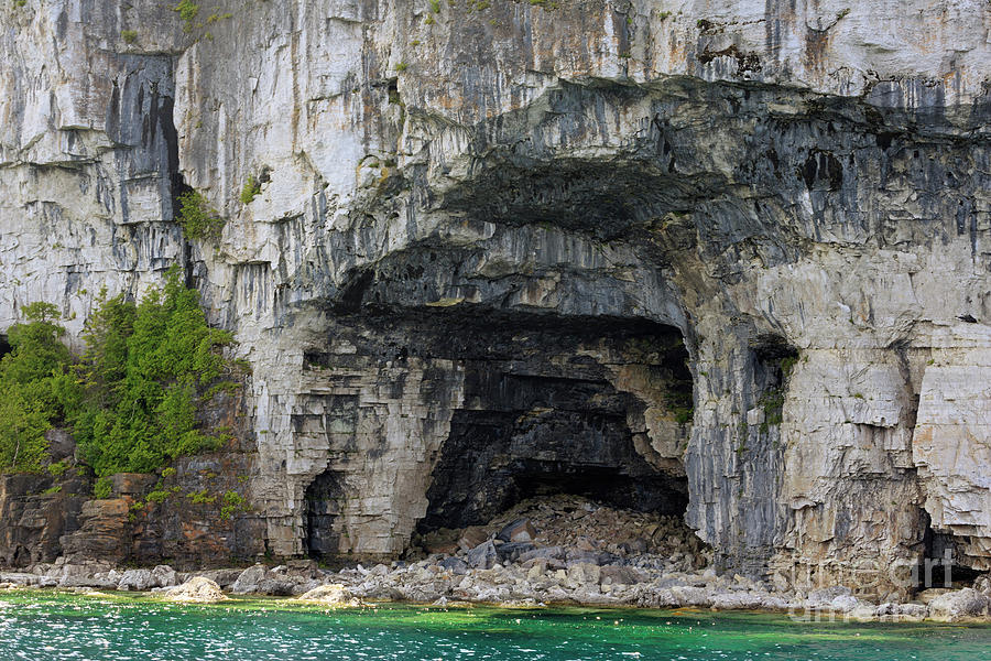 Limestone caves on the shore of the Bruce Peninsula Lake Huron Photograph by Louise Heusinkveld