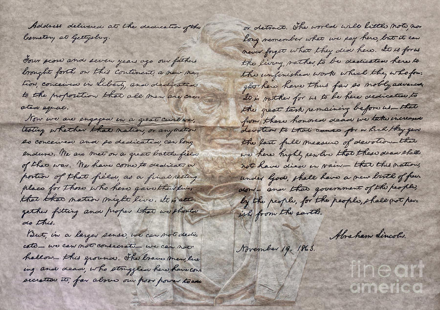 Lincoln and Gettysburg Address Digital Art by Randy Steele