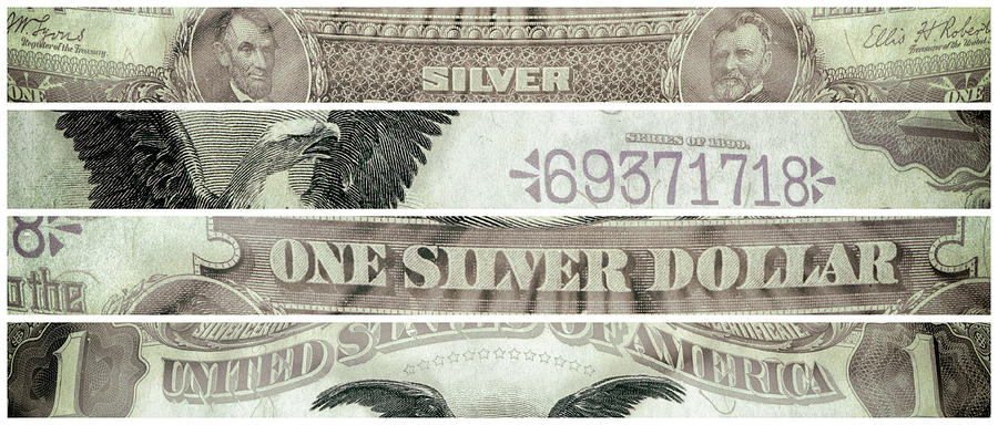 Lincoln and Grant Eagle 1899 American One Dollar Bill Currency Polyptych Artwork Digital Art by Shawn OBrien