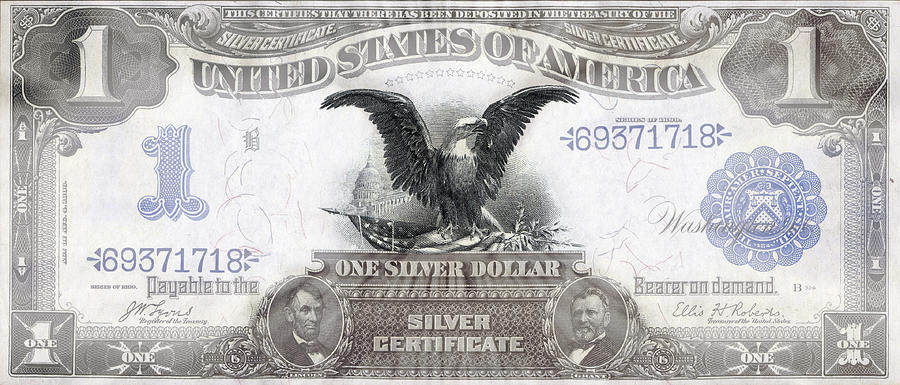 Lincoln and Grant Eagle 1899 American One Dollar Bill Currency Starburst Artwork Digital Art by Shawn OBrien