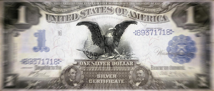 Lincoln and Grant Eagle 1899 American One Dollar Bill Currency Starbust Zoom Artwork Digital Art by Shawn OBrien