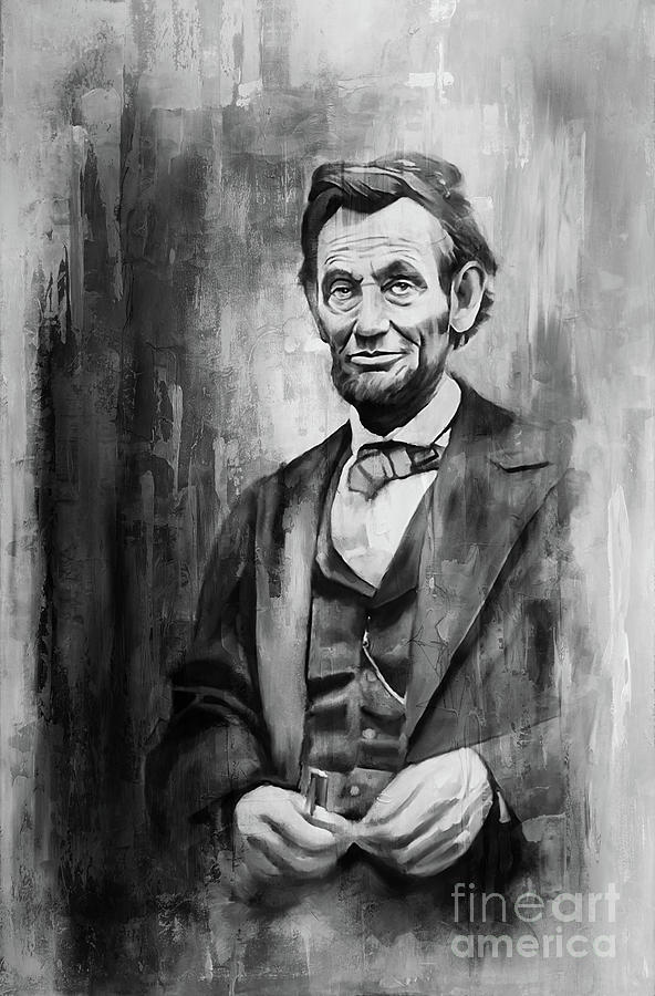 Lincoln black and white portrait  Painting by Gull G