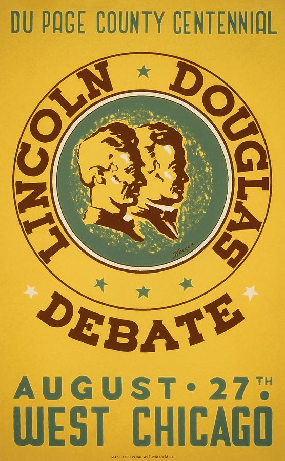 Lincoln Douglas Debate - WPA - 1939 Painting by War Is Hell Store