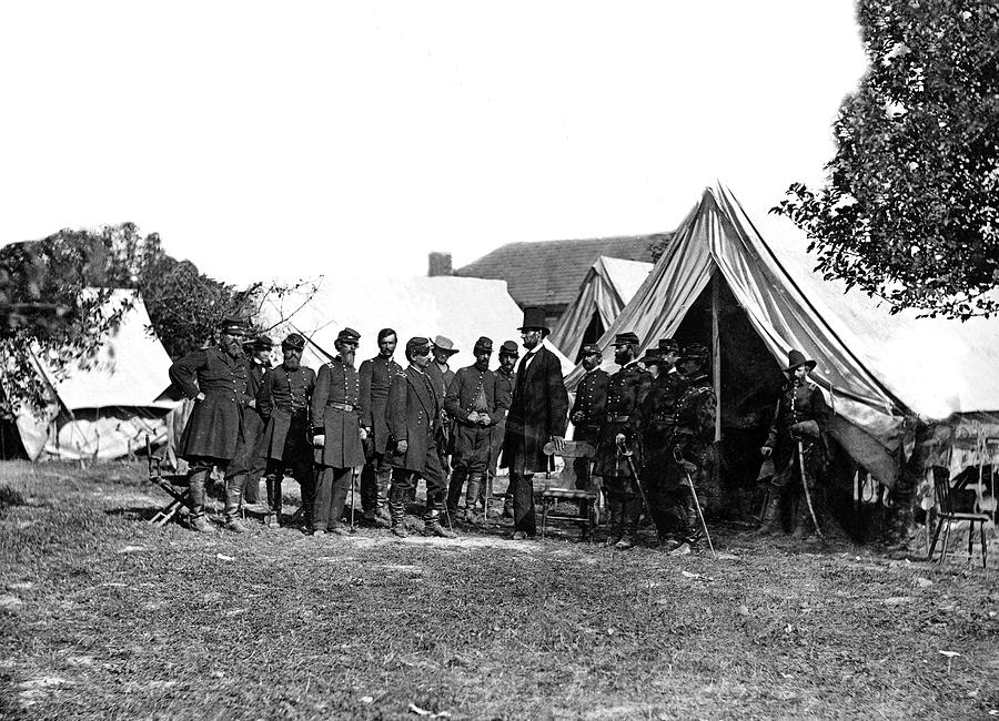 Lincoln Meets McClellan & His Staff at Antietam Painting by Alexander ...