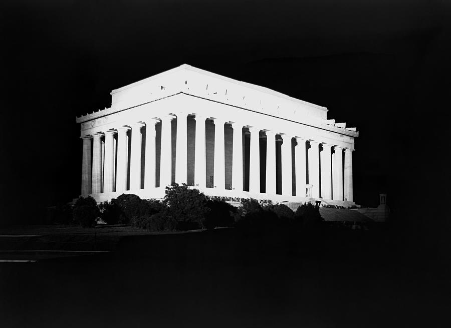Lincoln Memorial at Night - Washington DC - 1922 Photograph by War Is Hell Store