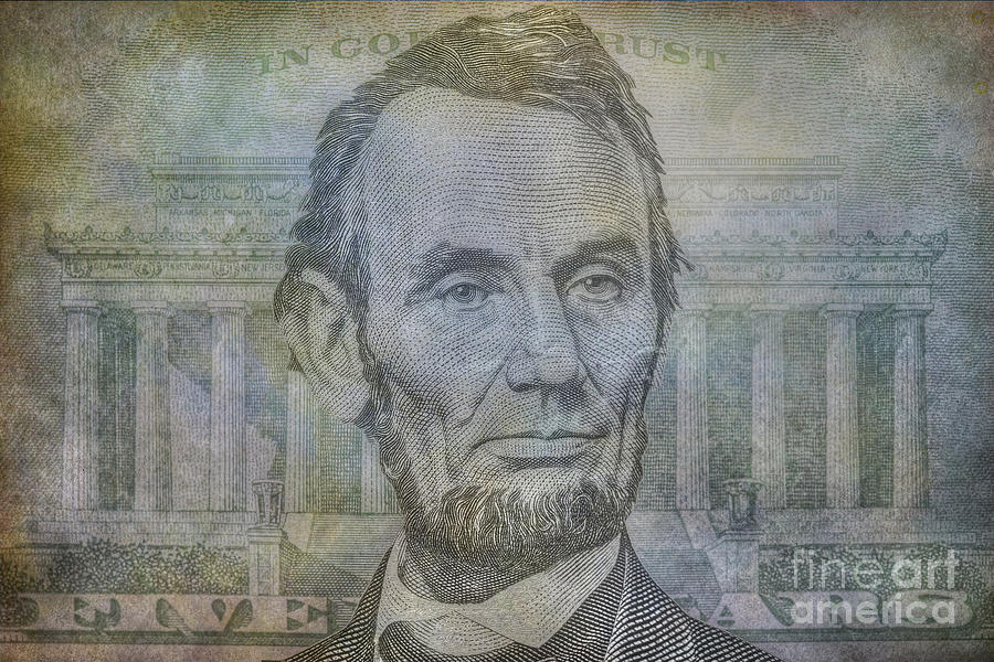 Lincoln on Five Dollar Bill Digital Art by Randy Steele
