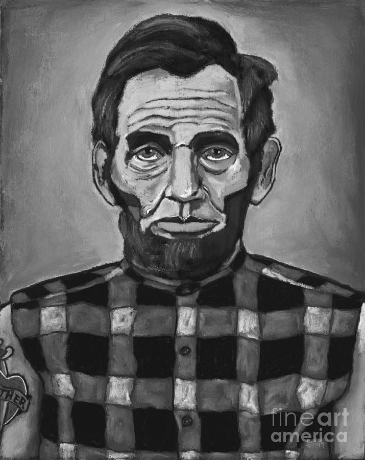 Lincolns MOTHER Tattoo - Black and White Painting by David Hinds