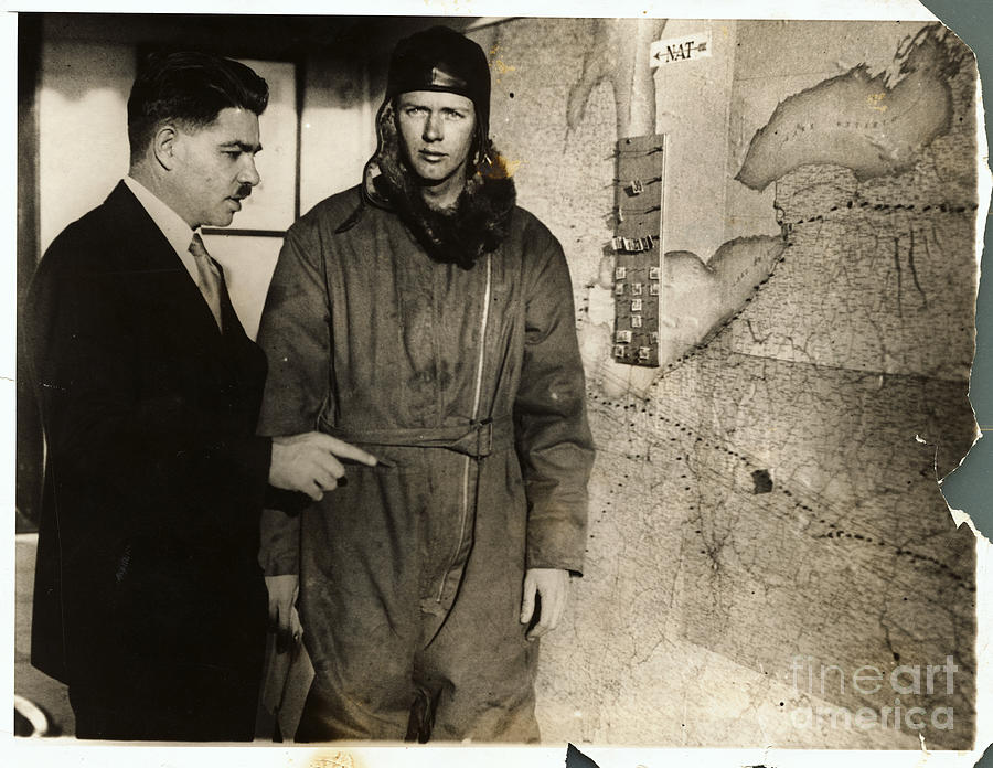 Lindbergh Studies Mapped Flight Plan Photograph by Bettmann