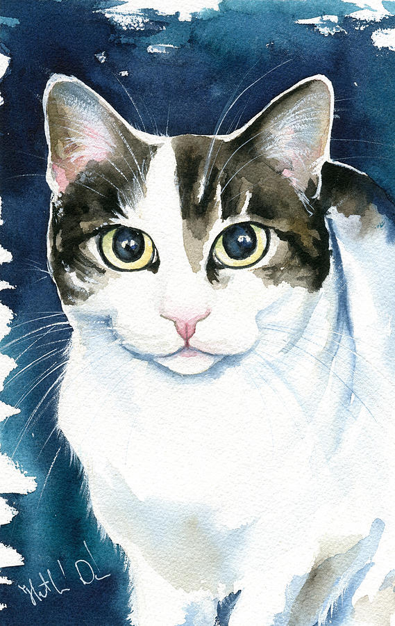 Cat Painting - Lindy Cat Painting by Dora Hathazi Mendes