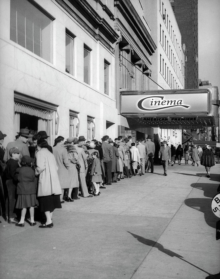 Line At Movie Theatre, Nyc Vintage Photograph by George Marks