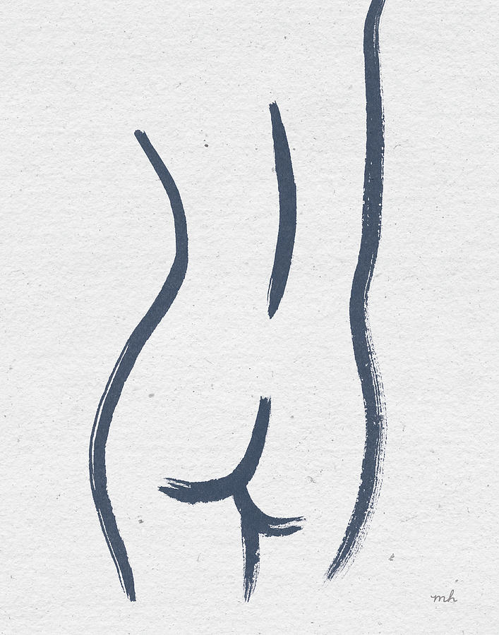 Nude Drawing - Line Figures V by Moira Hershey