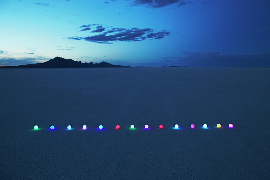 Scenic Photograph - Line Of Glowing Orbs In Desert At Dusk by Andy Ryan Scenic Photograph - Line Of Glowing Orbs In Desert At Dusk by Andy Ryan