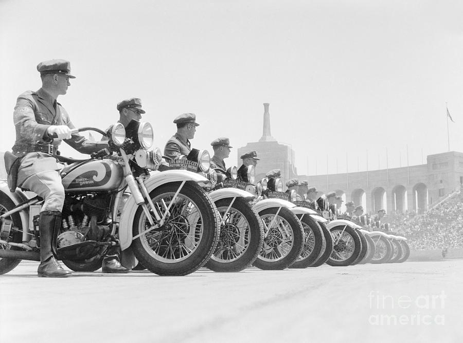 Line Of Motorcycle Officers Photograph by Bettmann