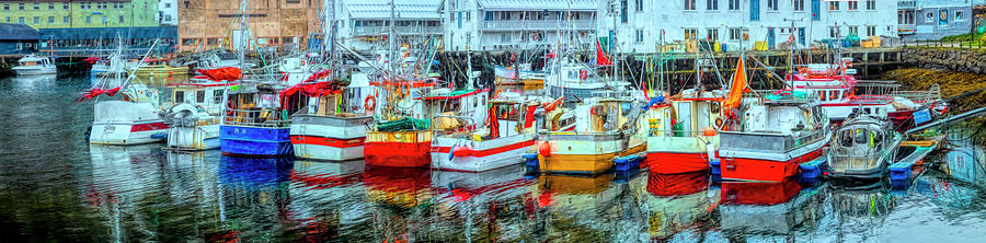Boat Photograph - Line Up of Fishing Boats by Debra and Dave Vanderlaan