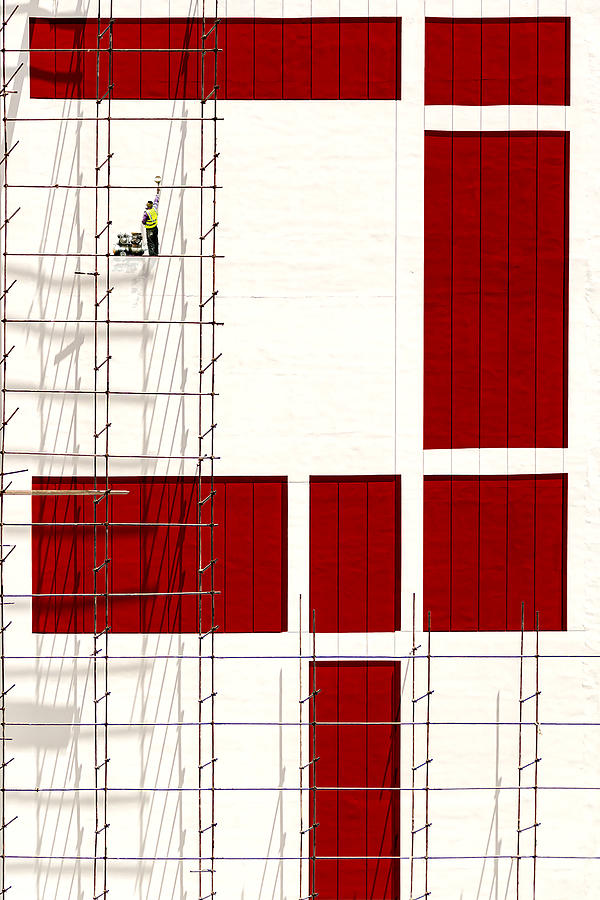 Lines, Reds And A Man Photograph by Hamid Mohammad Hossein Zadeh Hashemi