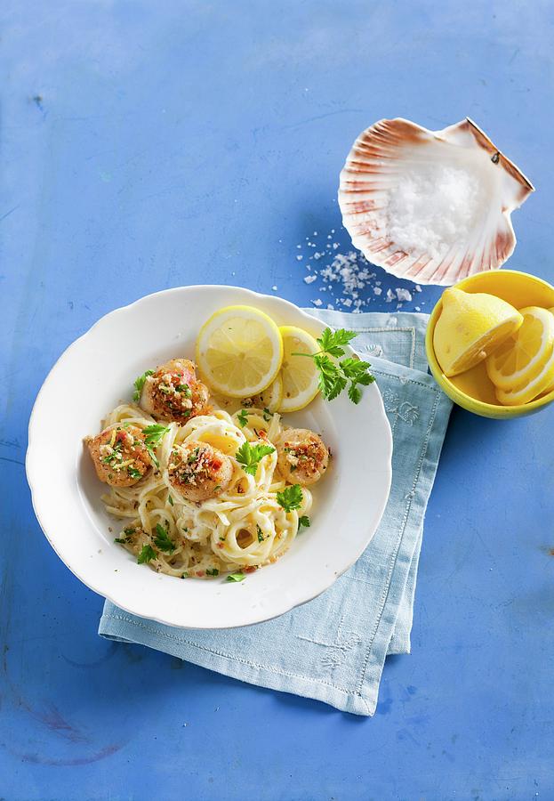 Linguine With Scallops And A Cheese Crust Photograph by Peter Kooijman