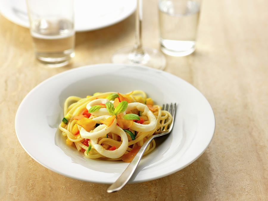 Linguini With Squid Rings Photograph by Gelberger