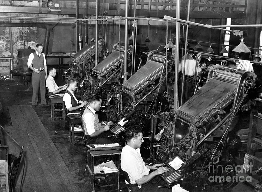 Linotype Operators Photograph by Library Of Congress/science Photo Library