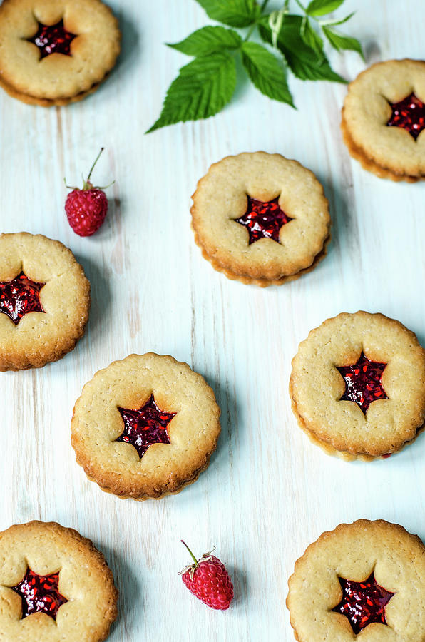 Linzer Biscuits With Raspberry Jam Photograph by Gorobina