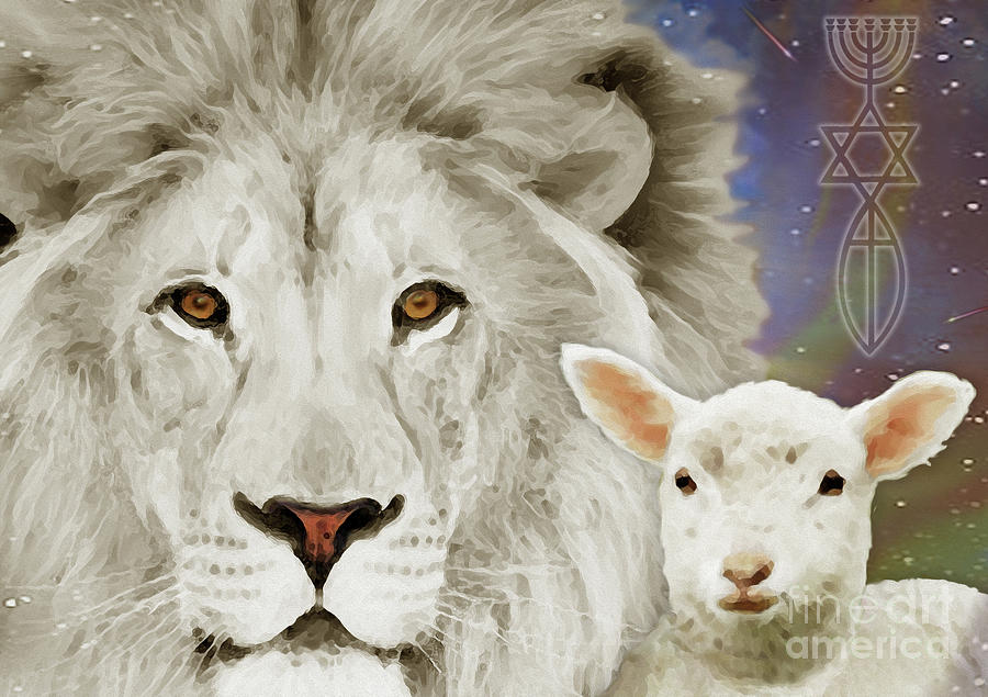 Inspirational Painting - Lion And The Lamb by Todd L Thomas
