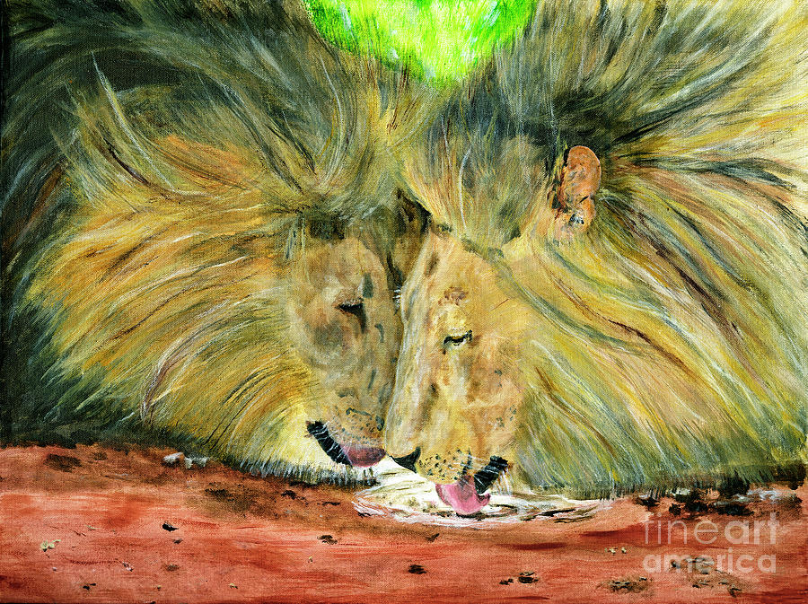 Lion Brothers Painting Painting by Timothy Hacker