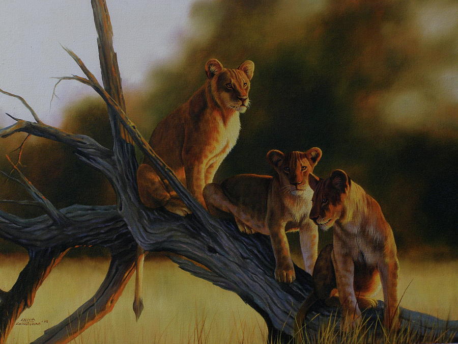 Lion Cubs Painting By Calvin Chimutuwah Pixels