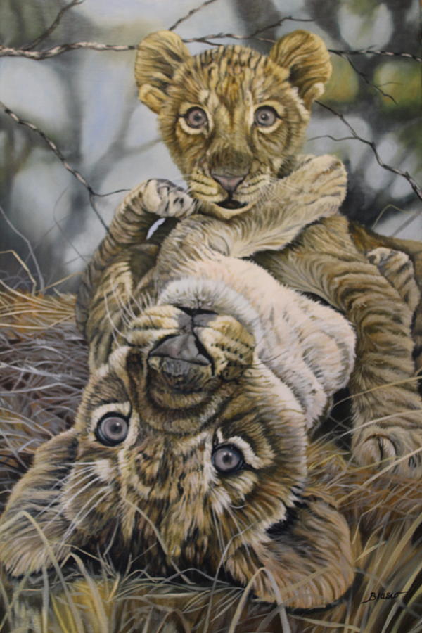 Lion Cubs Painting By Pierre Yves Blasco Fine Art America