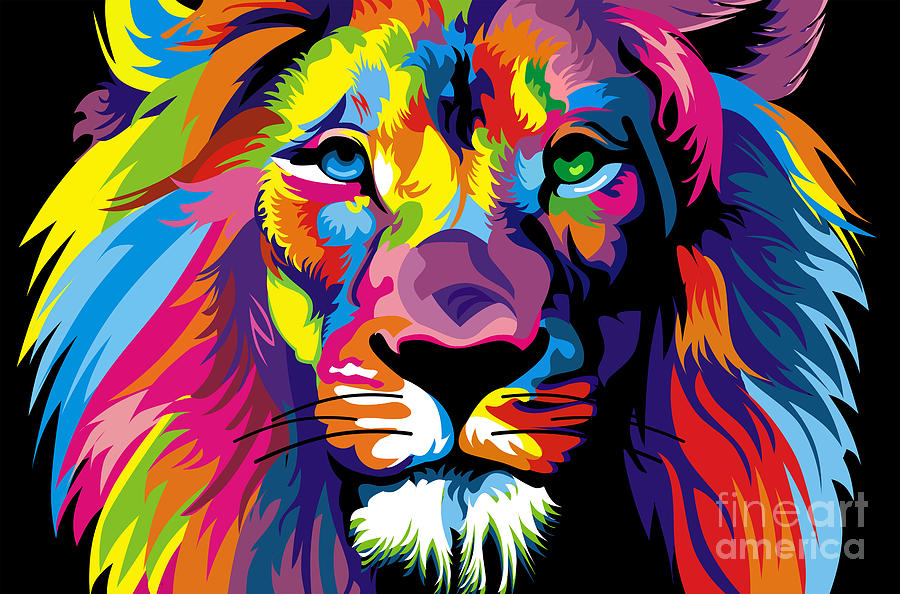Animal Digital Art - Lion Fool Colors  by Mark Ashkenazi