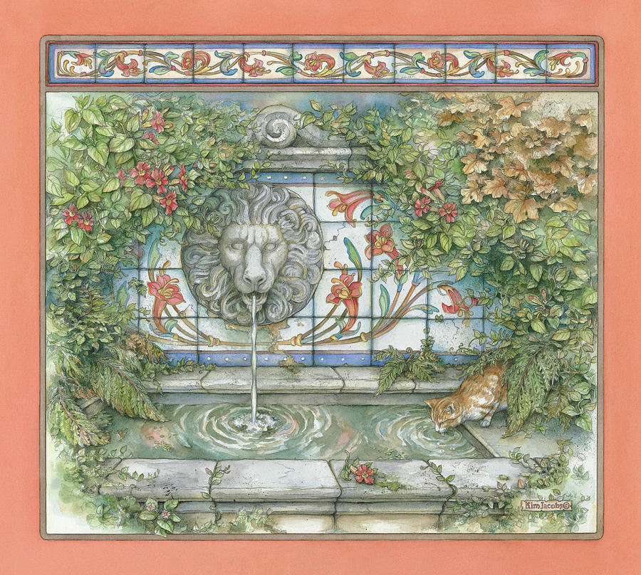 Flower Painting - Lion Fountain by Kim Jacobs