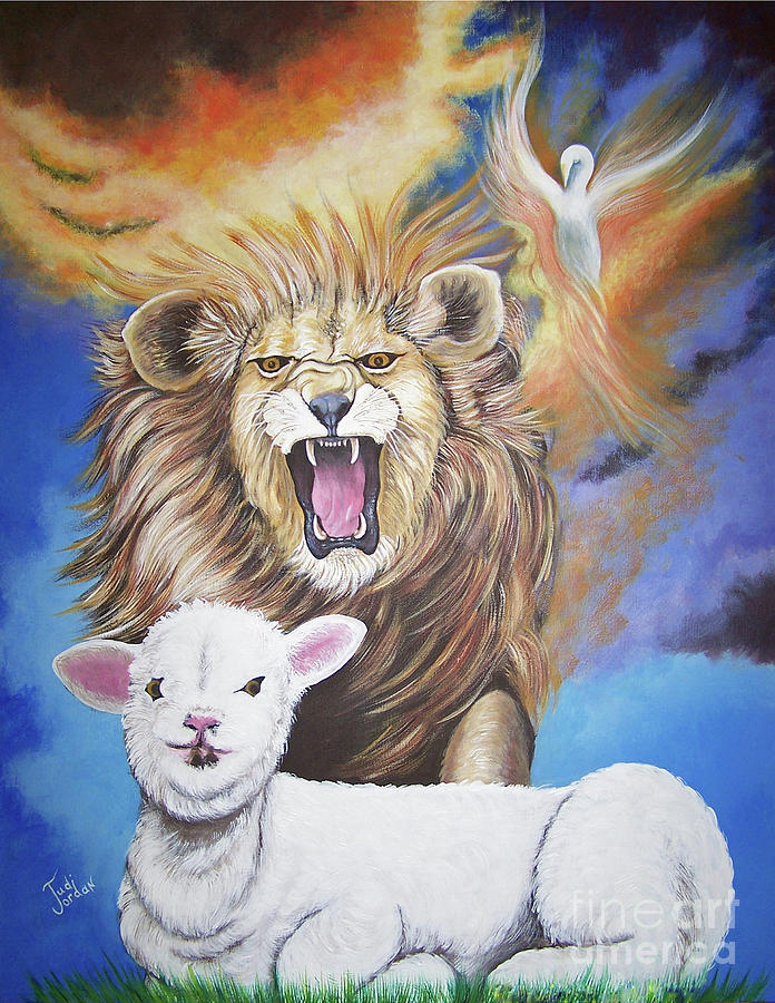 Jesus Christ Painting - Lion Hearted Lamb by Judi Jordan