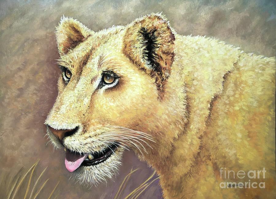 Lion Huntress Pastel by Wendy Koehrsen
