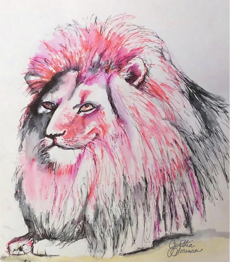Lion in Ink 1 Drawing by Cynthia Sorensen