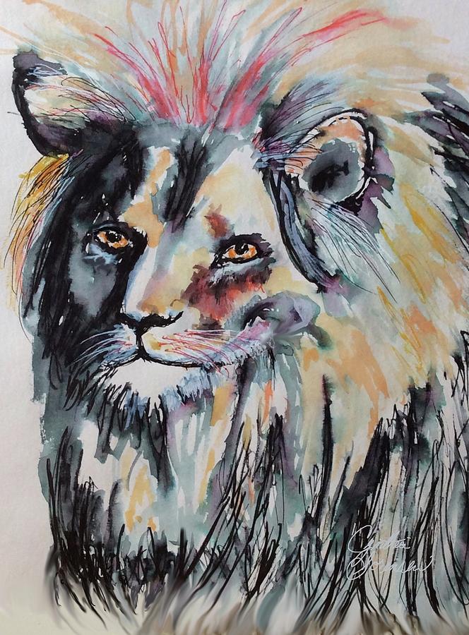 Lion in Ink 2 Drawing by Cynthia Sorensen