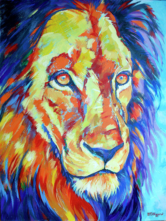 Lion in Winter Painting by Derrick Higgins