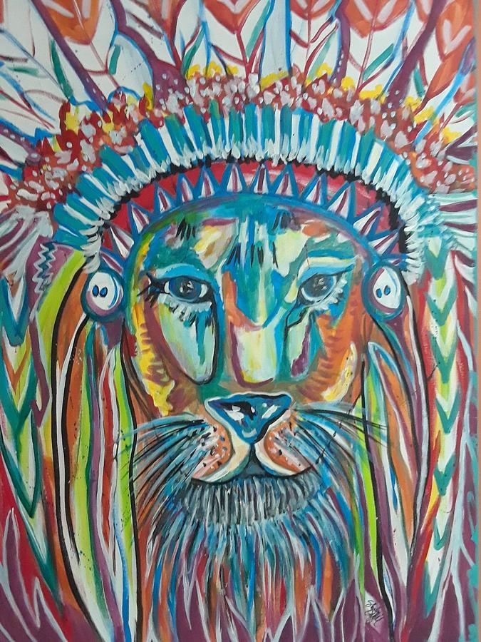 Lion Of Judah In A Headress Painting By Shirley Offill Fine Art America   Lion Of Judah In A Headress Shirley Offill 