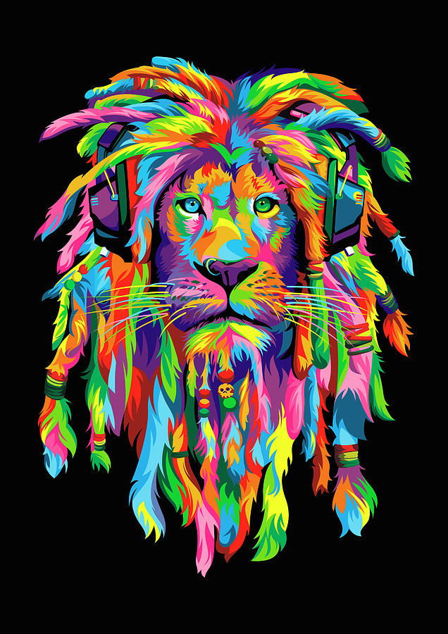 Animal Digital Art - Lion Rasta by Bob Weer