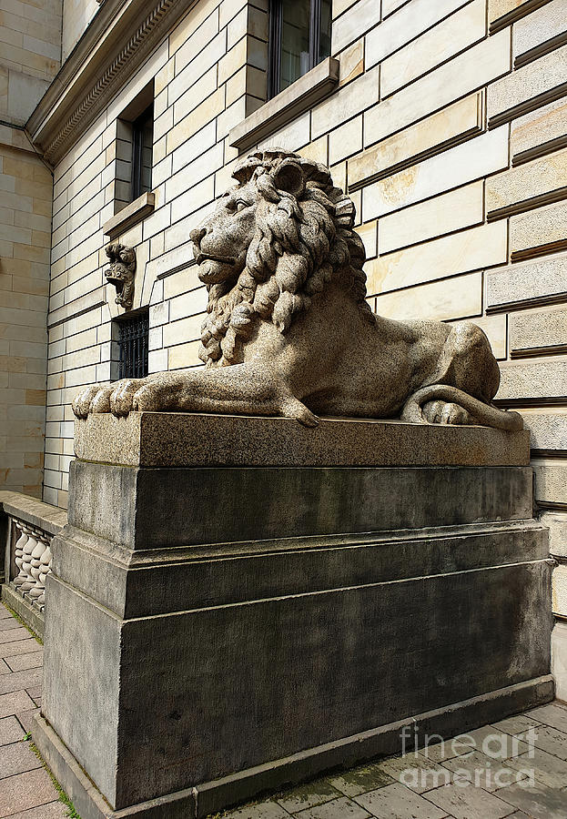 Lion Sculpture - Rathaus Courtyard Entrance Photograph by Yvonne Johnstone