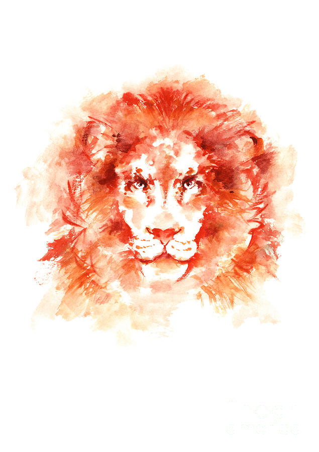 Lion King Painting - Lion Watercolor Poster Colorful Wild Cat Modern Home Decor by Joanna Szmerdt