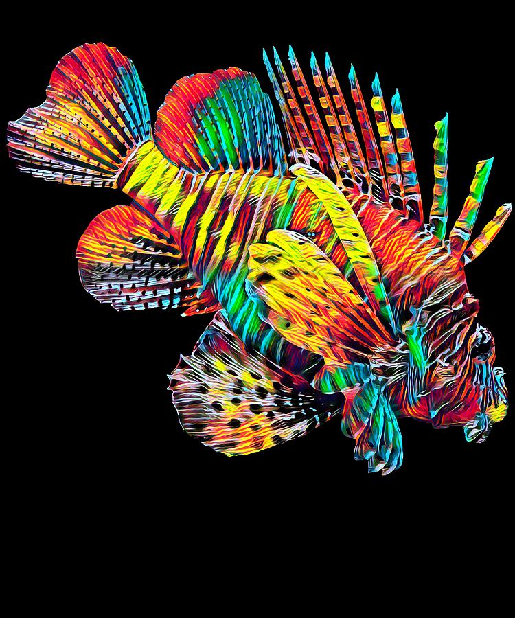 Lionfish Fish Colorful Design Digital Art by Super Katillz - Fine Art ...