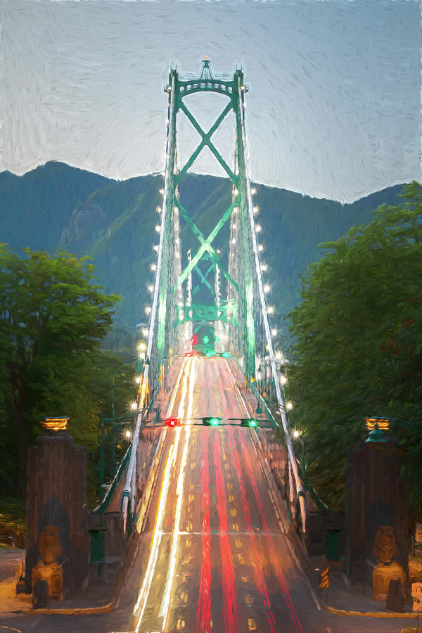 Lions Gate Bridge Digital Painting Digital Art by Rick Deacon