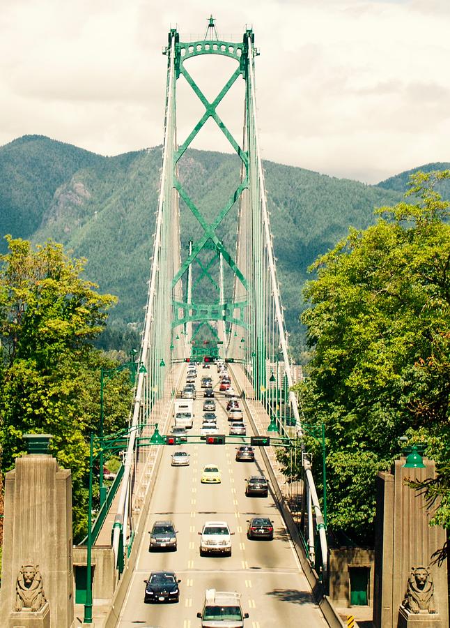 Car Photograph - Lions Gate Bridge in Vancouver by Carol Tsiatsios