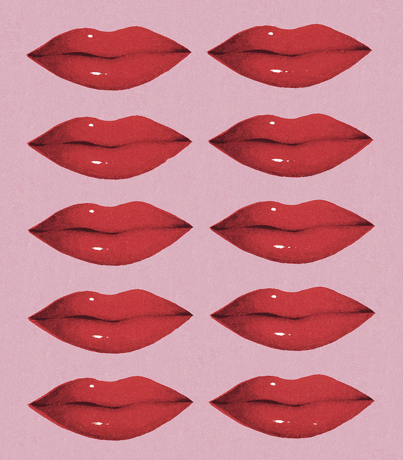 Vintage Drawing - Lip Pattern by CSA Images
