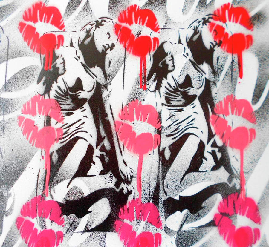 Kiss Mixed Media - Lip Service by Abstract Graffiti