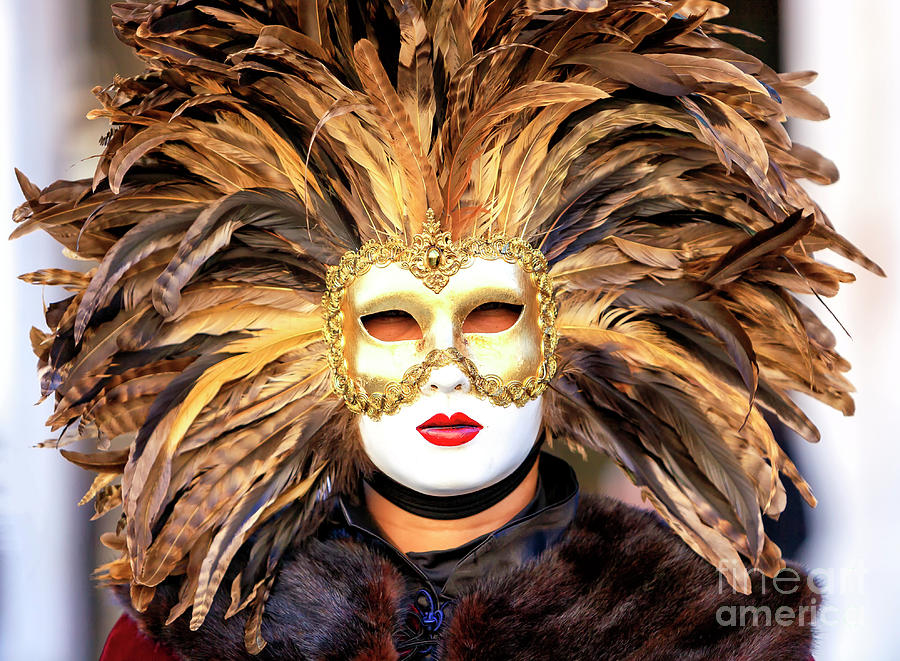 Lips of the Colombina Carnevale di Venezia Photograph by John Rizzuto