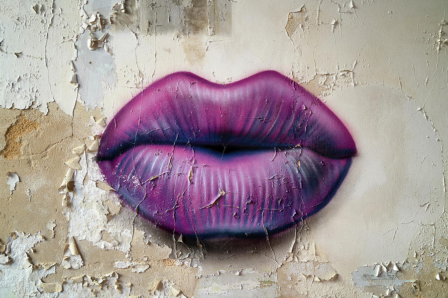 Lips on the Wall Photograph by Roman Robroek
