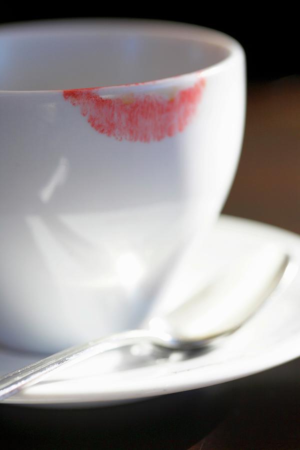 Coffee Photograph - Lipstick Marks On A Coffee Cup close-up by Jalag / Julia Hoersch