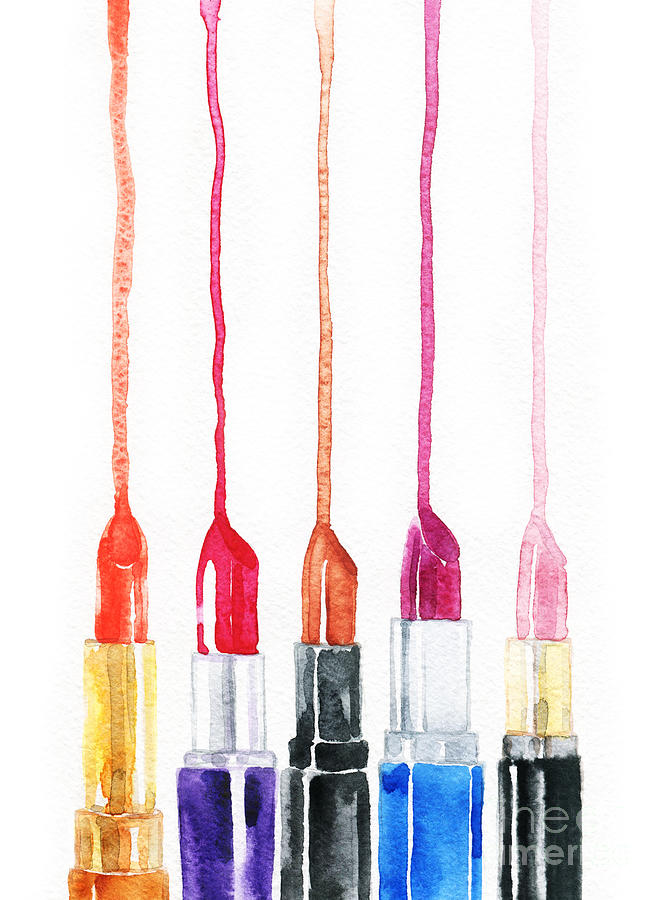 Makeup Digital Art - Lipsticks. Watercolor Illustration by Anna Ismagilova Makeup Digital Art - Lipsticks. Watercolor Illustration by Anna Ismagilova