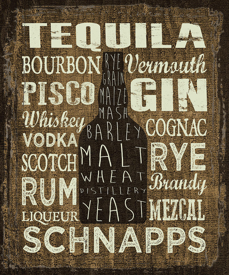 Typography Mixed Media - Liquor Sign IIi by Erin Clark