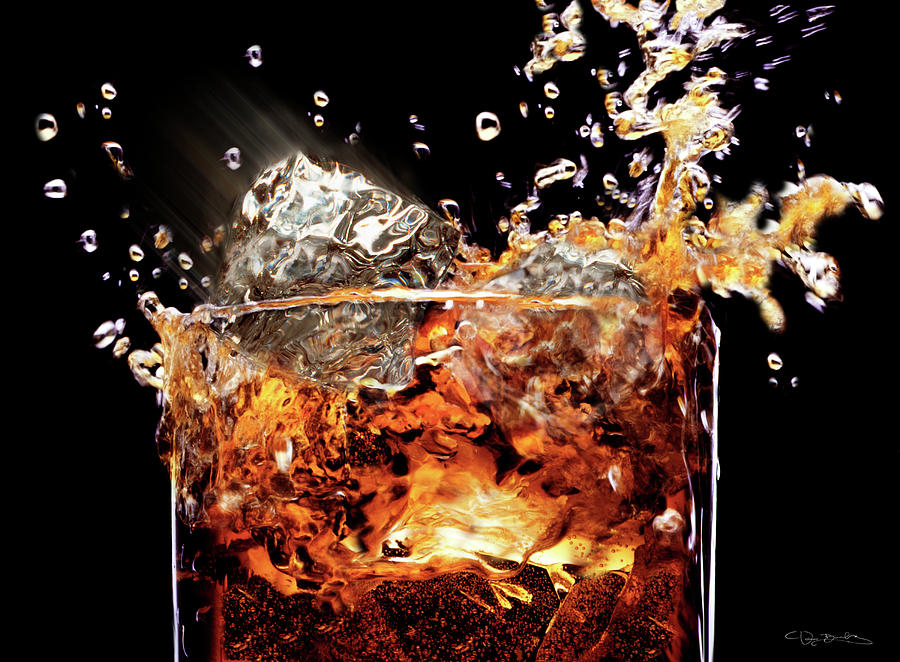 Liquor Splash On Ice Cubes And Glass Photograph by Dan Barba